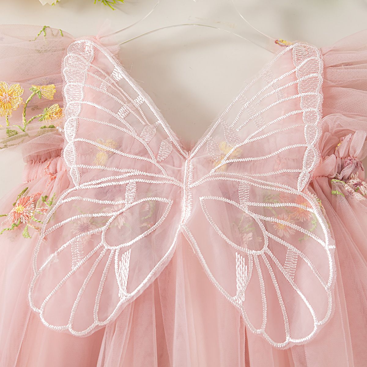 Summer New Sweet Butterfly Wing Baby Girl Princess Dress, Floral Chiffon Wedding Party Children'S Sleeveless Clothes (0-4 Years?