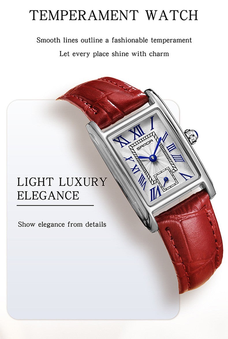 Sanda 1116 New Fashion 2023 Elegant Design Rectangle Dial Water Resistant Quartz Movement Business Women Analog Wrist Watch