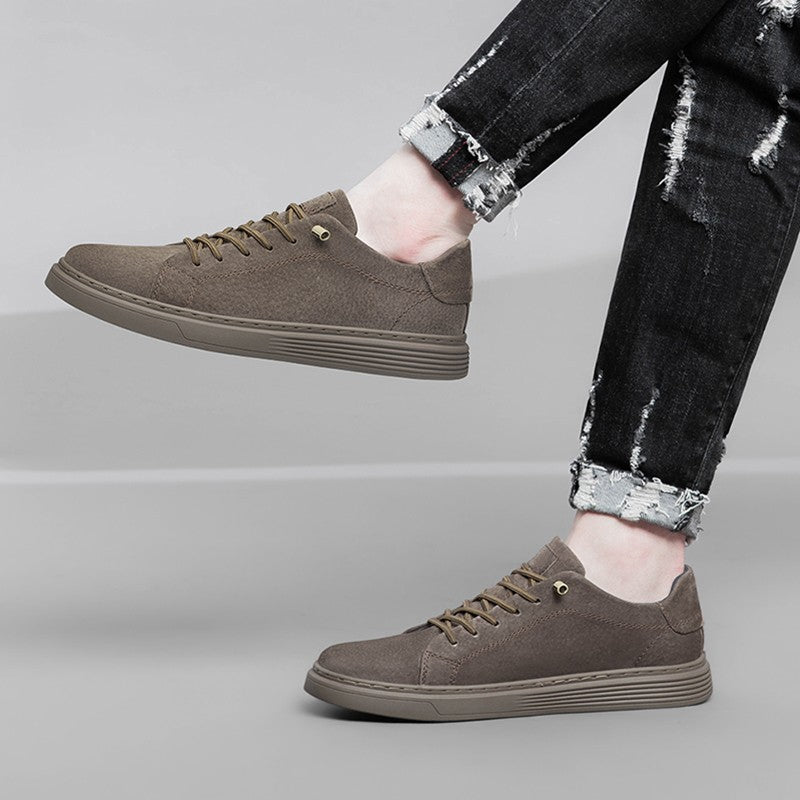 New Men's Suede Fashionable Lace-Up Casual Shoe Breathable And Comfortable Walking Shoe Anti -Slip And Wear-Resistant Flat Shoes