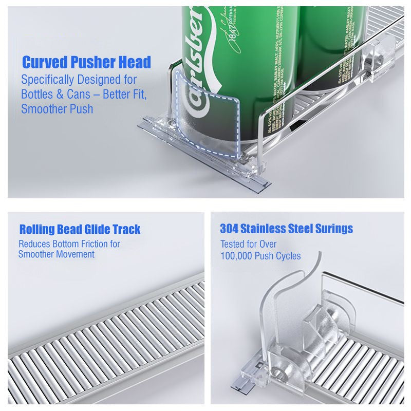 1-5pcs Automatic Beverage Pusher Supermarket Freezer Home Refrigerator Self-Sliding Track Organizer Cans Bottles Cola Drinks