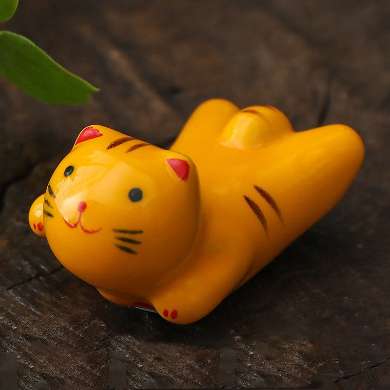 Ceramic Cat Shape Chopsticks Rack Kitchen Tableware Holder Stand Spoon Fork Pillow Storage Rack