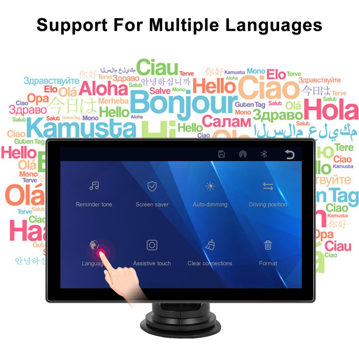 Portable 9" Car Mirror Radio Multimedia Video Player Universal Wireless CarPlay Android Auto Screen Bluetooth AUX TF GPS DVR