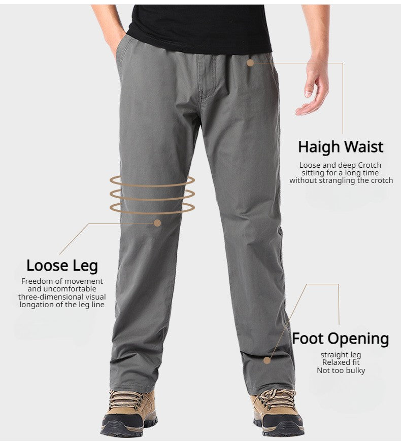 Casual Pants Men's Spring Autumn Cotton Cargo Trousers Plus Size Large Sports Pants Loose Straight Man Elastic Waist Pants