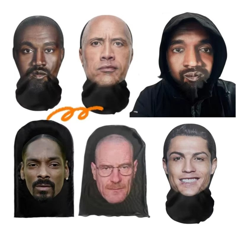 New 3D Printed Funny Mask Elastic Mesh Disguise Full Face Mask for Men Women Cosplay Headwear Hip Hop Fashion Hood Hat Headgear