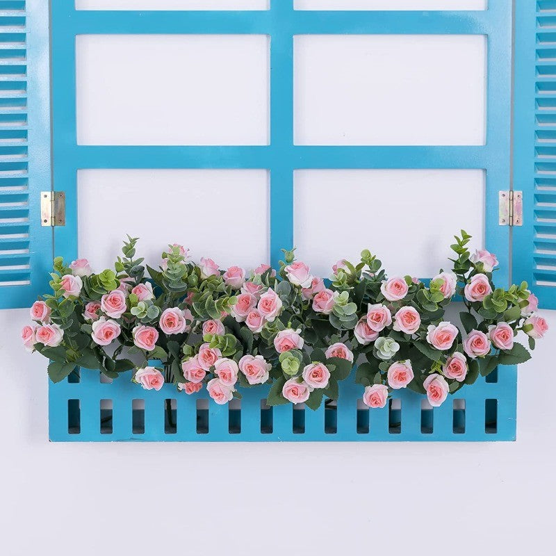 10 Heads pink Artificial Silk Rose Flowers Fake White Eucalyptus Peony Flower Bouquet, for Home Wedding Party Garden Decoration