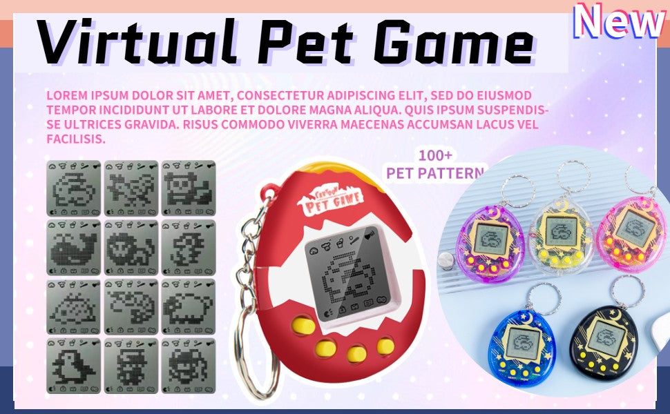 6-48PCS Virtual Pet Keychain Digital Pet Electronic Handheld Game Video Game Party Birthday Nostalgic 90s