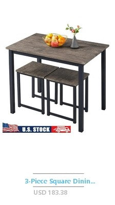 Rectangular Kitchen Dining Table Compact Design Farmhouse Style Reclaimed Wood Look Block Legs Seats 4 Indoor Use Dining Room