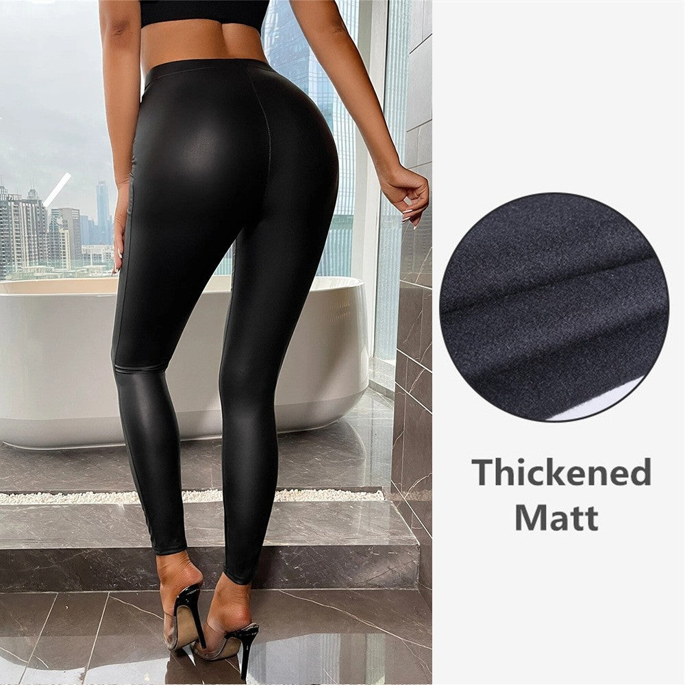 High Waiste Pu Leather Pants Women Autumn 2023 Fashion Versatile Casual Solid Slim Hip Lifting Pencil Trousers Female Streetwear