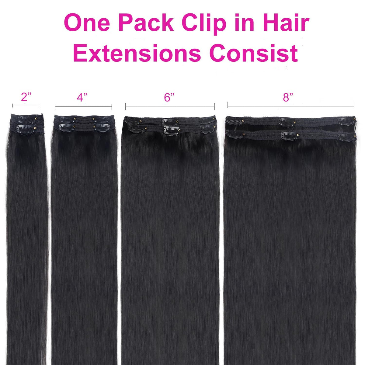 Clip In Hair Extensions Real Human Hair color #4 Chocolate Brown Clip In Hair Extensions 8pcs Hair Natural Black Color 26 Inches