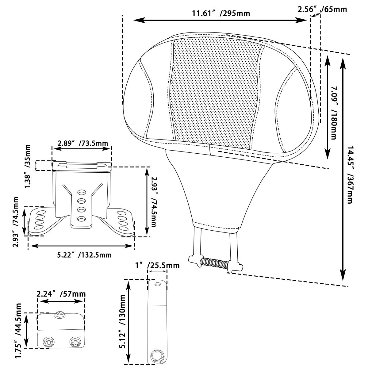 Motorcycle Adjustable Front Driver Rider Backrest Pad Mounting For Harley Touring CVO Road King Electra Street Glide FLTRX 09-24