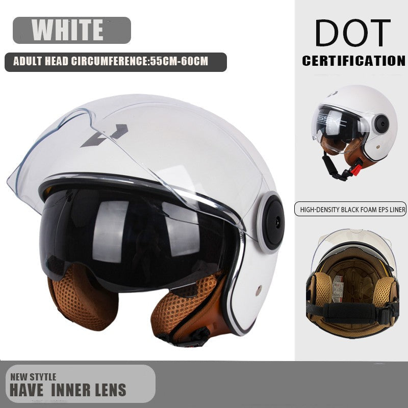 DOT certification Protective helmet Dual Lens Vintage Helmets Four Seasons Racing Half Helmet