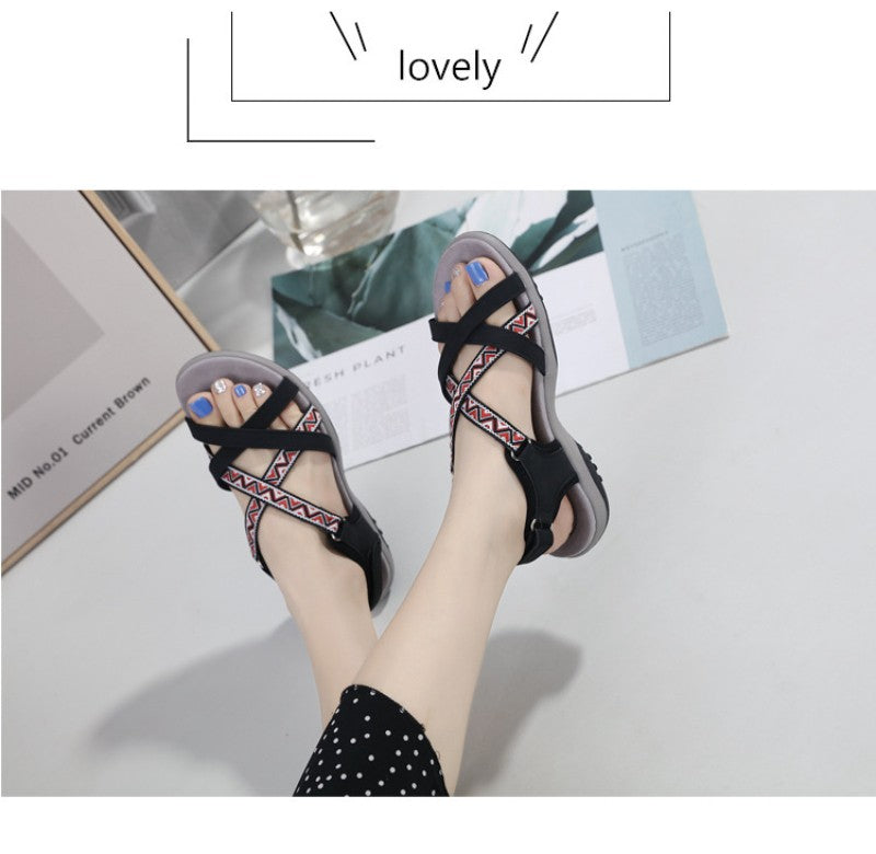 Comfortable Wear-Resistant Flat Shoes New Versatile Fashionable Women's Light And Comfortable Sandals Breathable Ethnic Style