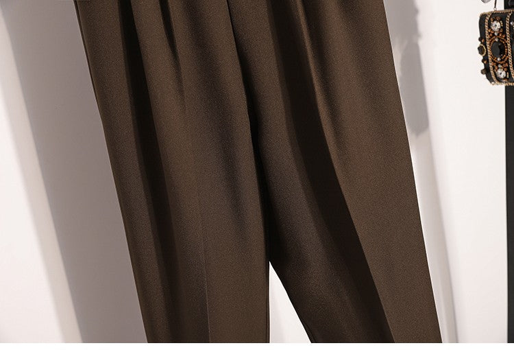 Plus Size Pants Woman 2025 Autumn Winter New Arrival High Waist Suit Pants High Quality Korean Style Straight Trousers