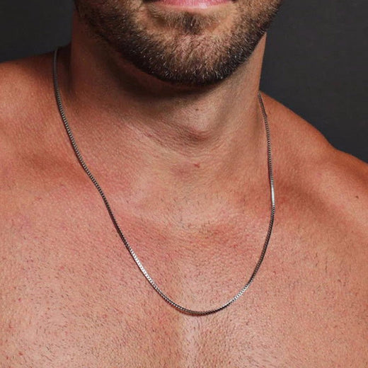 1/2/3MM Thin Chain Necklace for Men,Stainless Steel Square Box Chain Link Collars,Male Jewelry Gift
