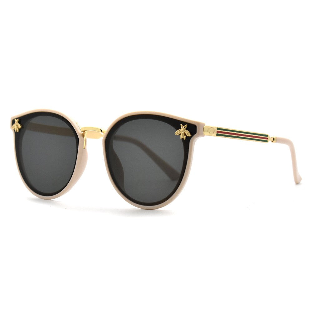 Trendy Luxury Bee Round Sunglasses For Women Men Fashion Mirror Gradient Vintage Sun Glasses Retro Driving Eyewear UV400 Oculos