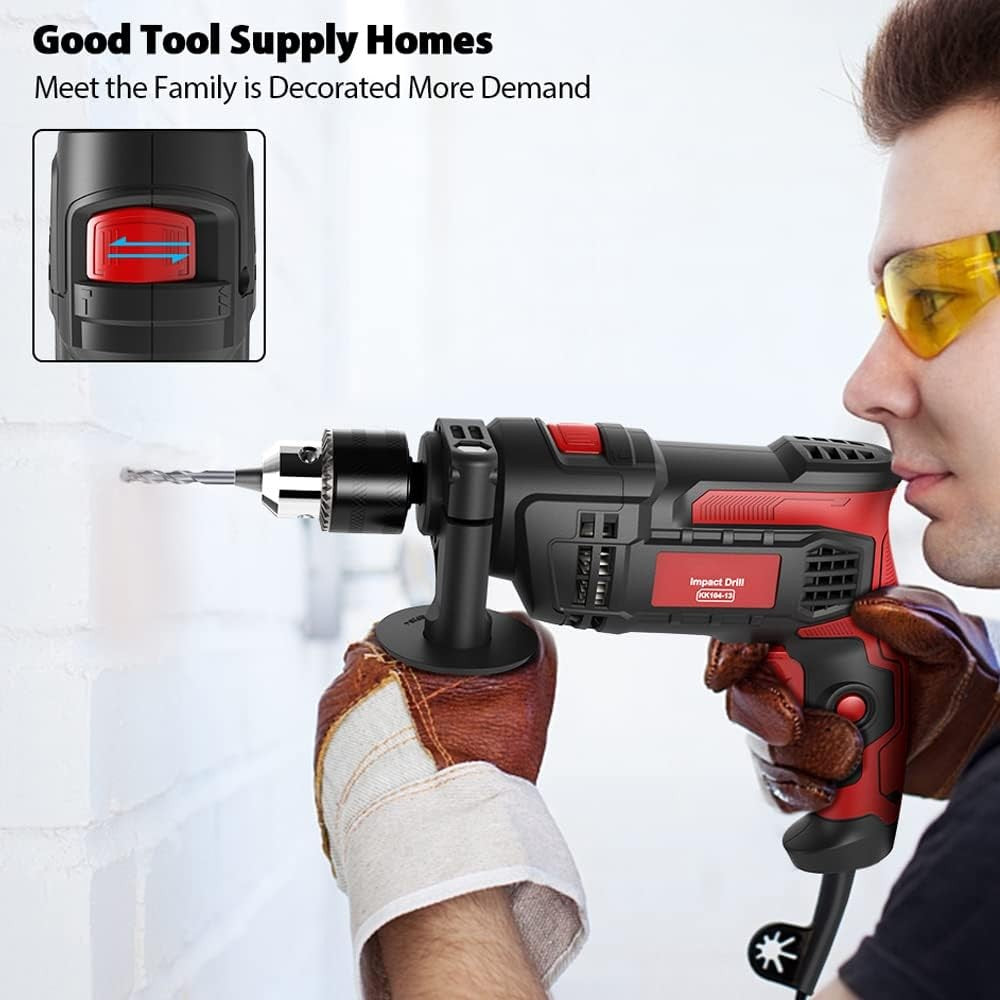 850W Hammer Drill with Variable Speed, Dual Function for Concrete and Wood Drilling