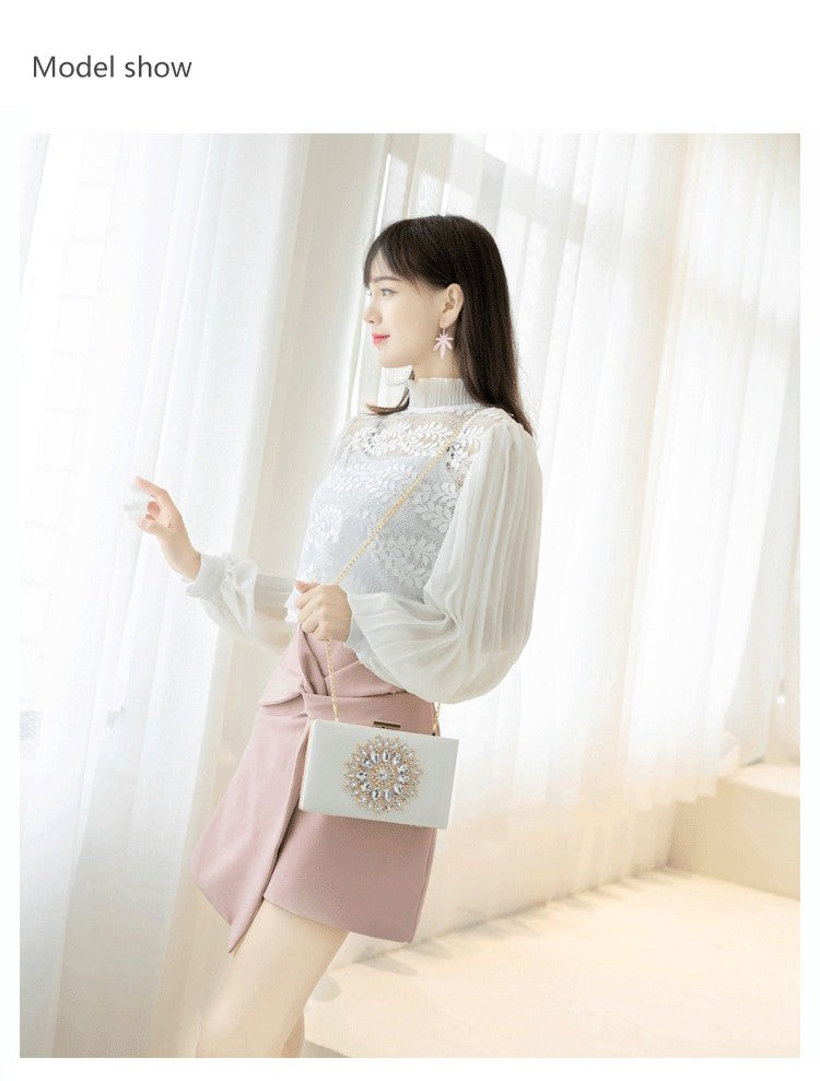 White Women Clutch Bag Wedding Clutch Purse Bridal Evening Crystal Summer Bags for Women 2021 Luxury Small Crossbody Bags
