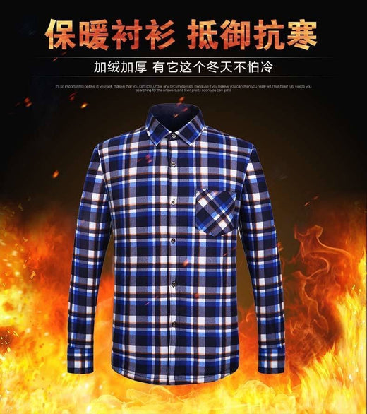 2025 Men's Winter Warm Long Sleeve Plaid Shirts Flannel Fur Lined Thick Formal Shirts Fleece Casual Shirt for Men Dress Shirts