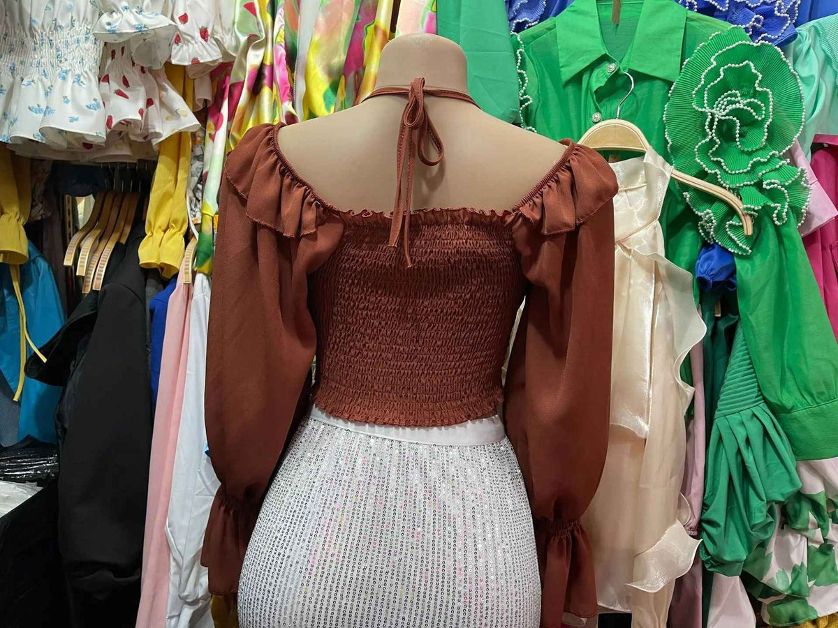 Pure Desire Aesthetic Women's Off-shoulder Top Slimming Cropped Blouse Halter Neck Flare Sleeveless Shirt Stylish Slimming