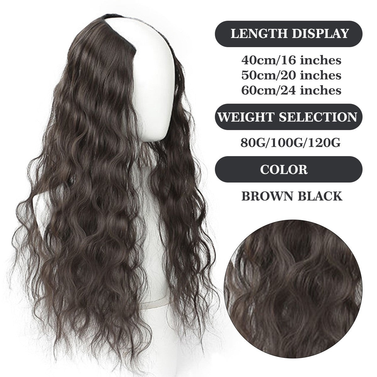 Ocelot 16-24 inch synthetic wavy hair extension wig natural water ripple women's hair accessories hair extension long curly hair