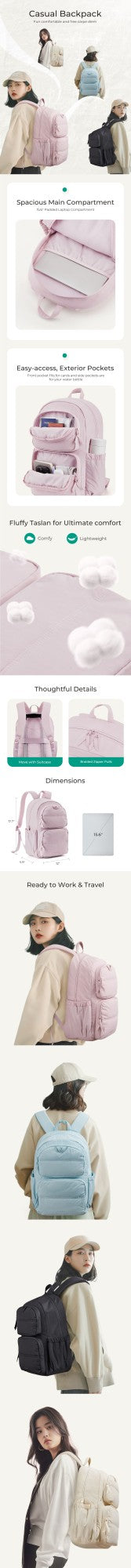 BAGSMART Laptop Backpack Large Capacity Women Casual Travel Bag College School Backpack For Boys Girls
