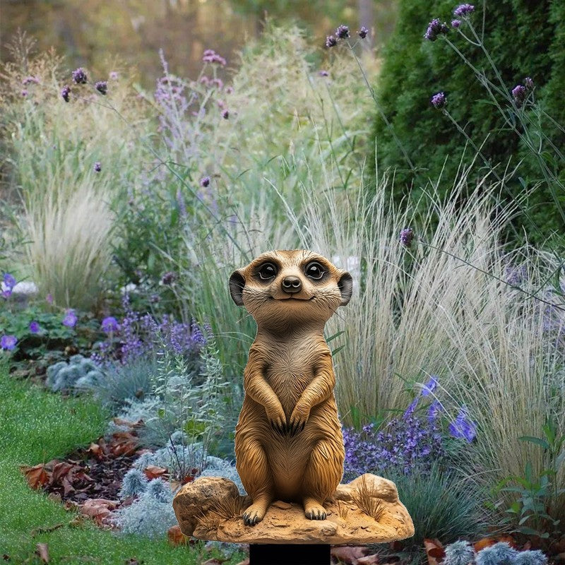 1Pc 2D Flat Acrylic Hamster Garden Stake - Cute Smiling Meerkat with Wise Eyes, Ideal for Lawn & Potted Plants Outdoor Decor