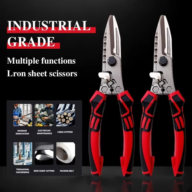 Multi-Functional Electrician Scissors, Crimping Wire Cutting Tool with Wrench Function for Metal Sheet and Cable Cutting