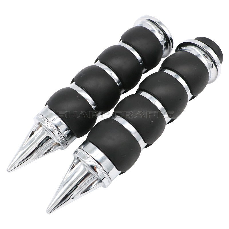 1" 25mm & 7/8'' 22mm Billet Rubber Flame Spike Hand Grips For Harley Honda Kawasaki Suzuki Yamaha Bikes Cruiser Chopper Custom