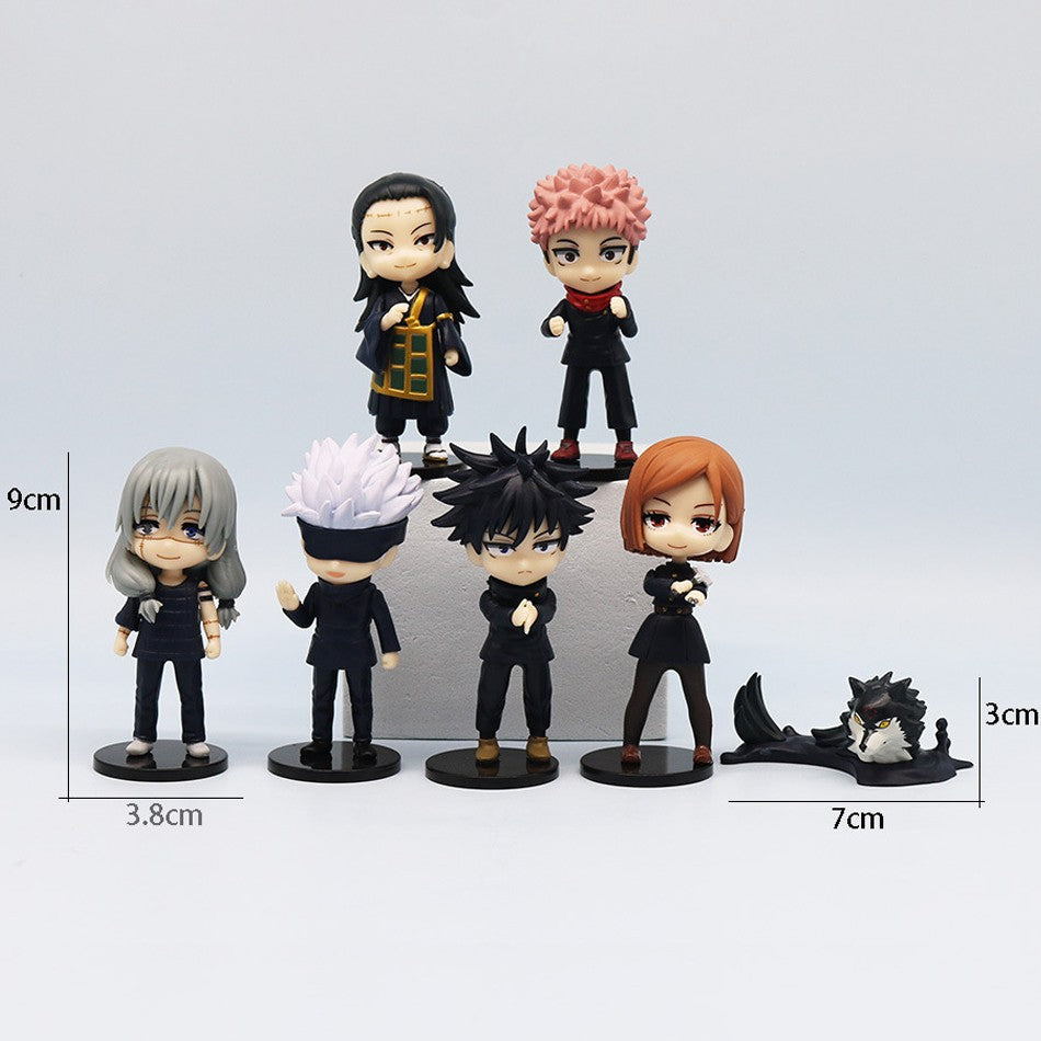 7 Pcs/Pack Q Posket Jujutsu Kaisen 9cm Figure Satoru Gojo Itadori Yuji Geto Suguru Nobara Megumi Collection Character Ornaments