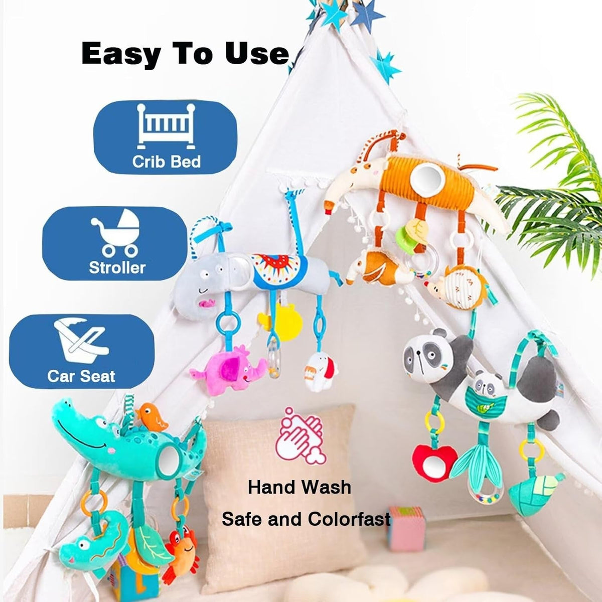 Baby Baby Stroller Arch Toys Car Seat Activity Hanging Toy Infant Soft Plush with Sound Wind Chimes Dolls for Babie Newborn Gift