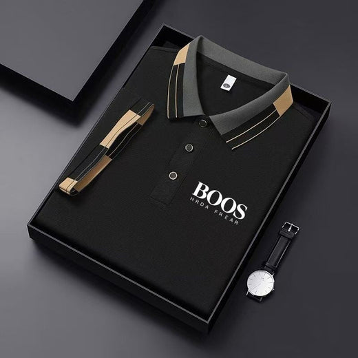 Men'S New Embroidered Short Sleeved Striped Grid Polo Shirt, Business Casual Fashionable Breathable Clothing, Youthful Fashion,