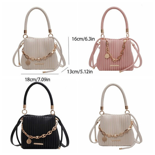 Unique Pleated Design Crossbody Bag Chain Shoulder Elegant Shoulder Purse Stylish Bucket Bag Versatile Style