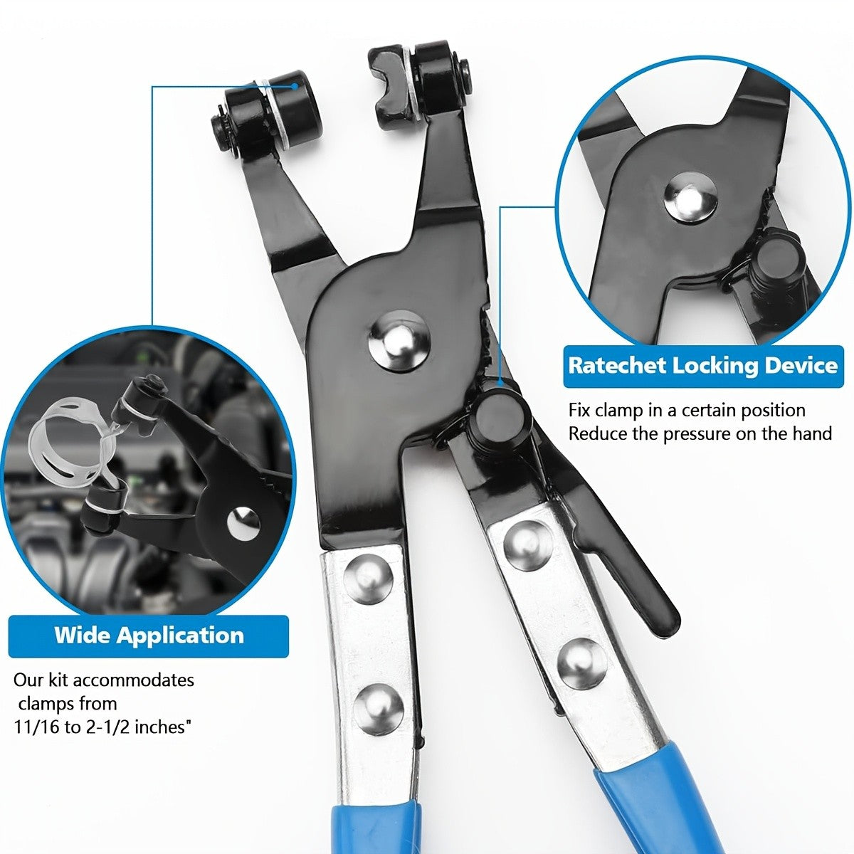 9pcs Wire Long Reach Hose Clamp Pliers Set Fuel Oil Water Hose Auto Tools,Hose Clamp Pliers for Fuel Oil & Water Hoses