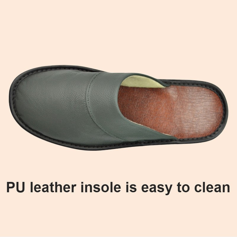 Big sizeGenuine Cow Leather Slippers Homes in indoor slipper Spring Autumn men women elderly non-slip casual single Slides shoes