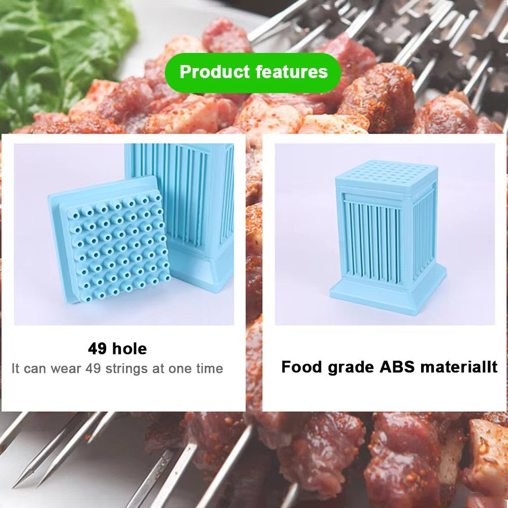 Brochette Maker 49 Holes Beef Barbecue Accessories Kebab Maker Beef Pork Meat Skewer Tools Barbecue Stringer Box Machine