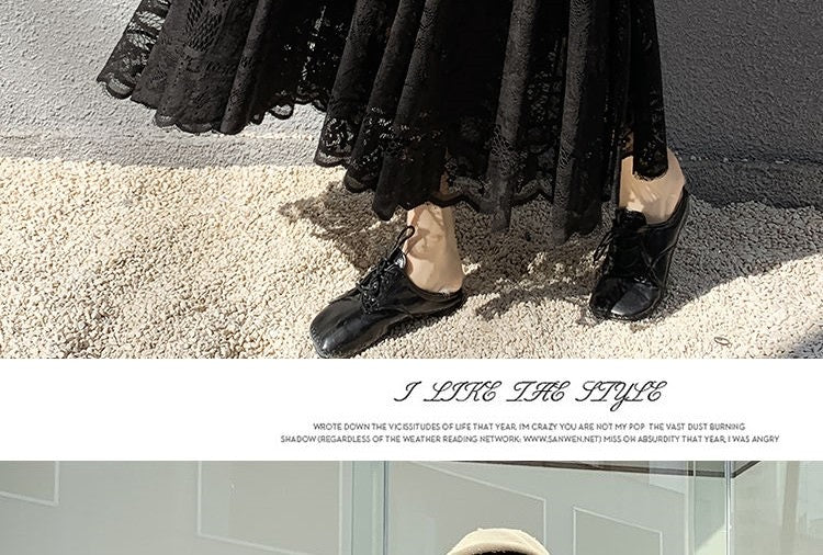 Plus Size plus Size Lace Hollow out f Skirt mid Waist Long Sle Fairy Skirt A-Line Umbrella Skirt Trendy Women's Clothing