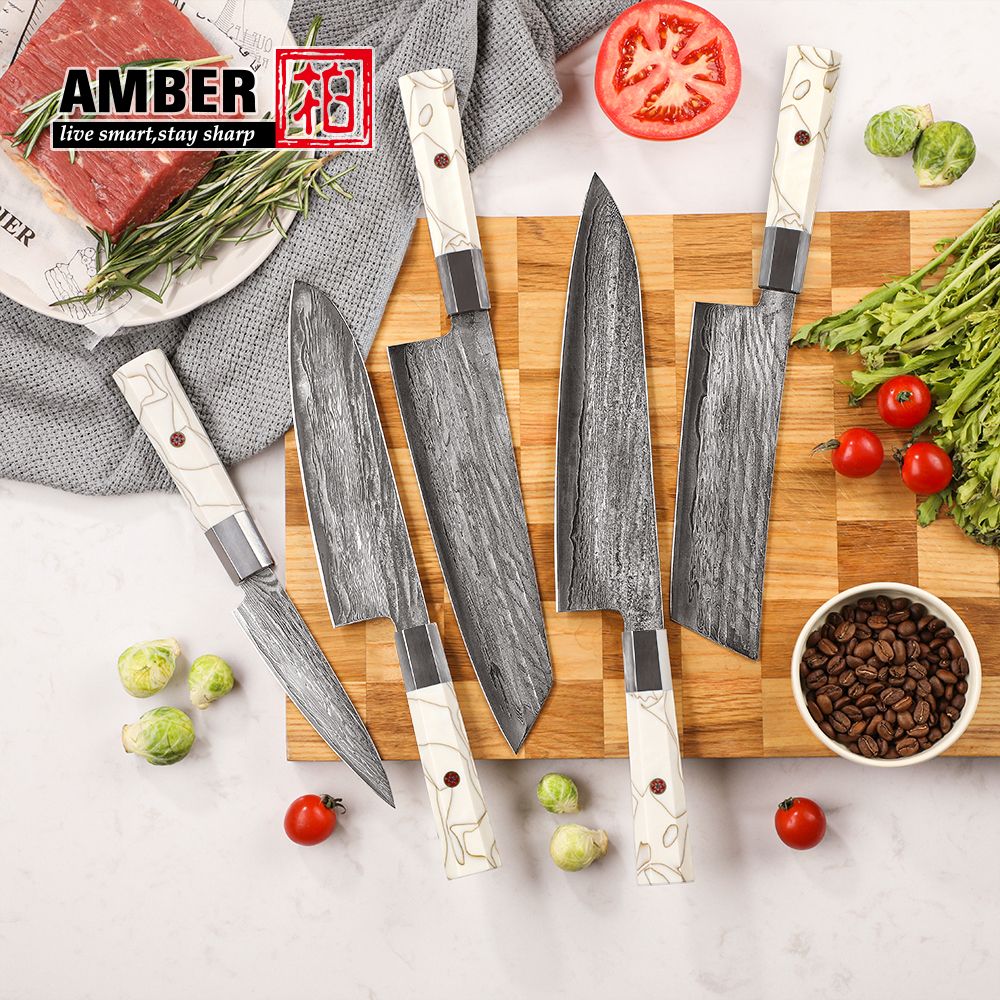 Cutting Tool Chef Santoku Utility Knife white mesh resin HD 67-Layer Damascus Steel Japanese Kiritsuke knife set for kitchen ues