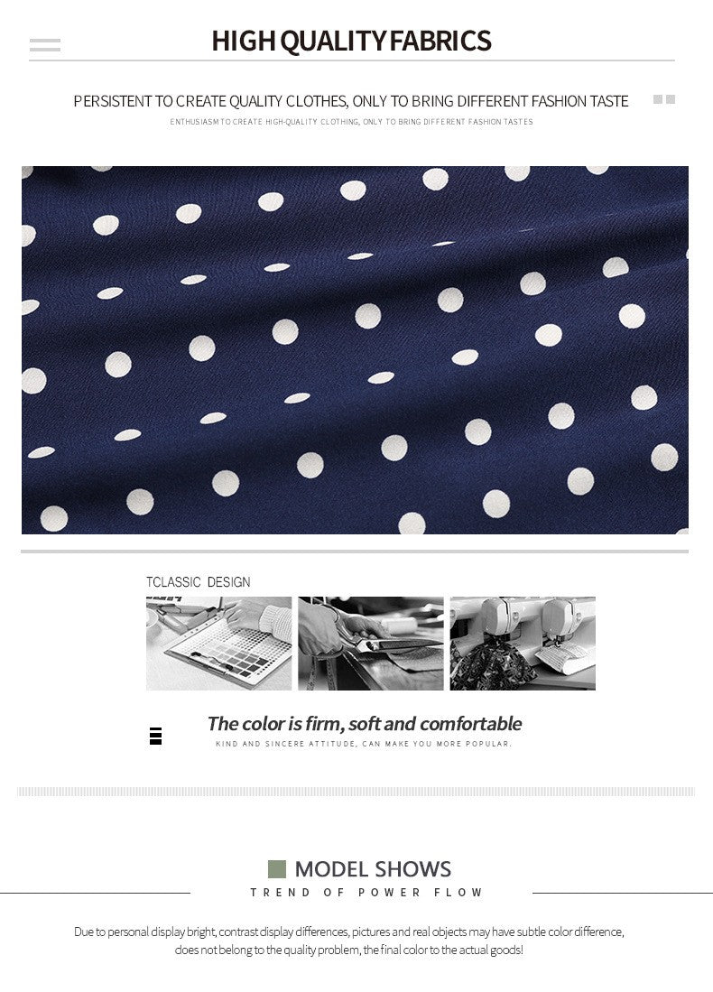 Summer Dresses For Women High Waist Midi Elegant Pleated Polka Dots Office Lady Dinner Party Vacation Dress Female Clothing Robe