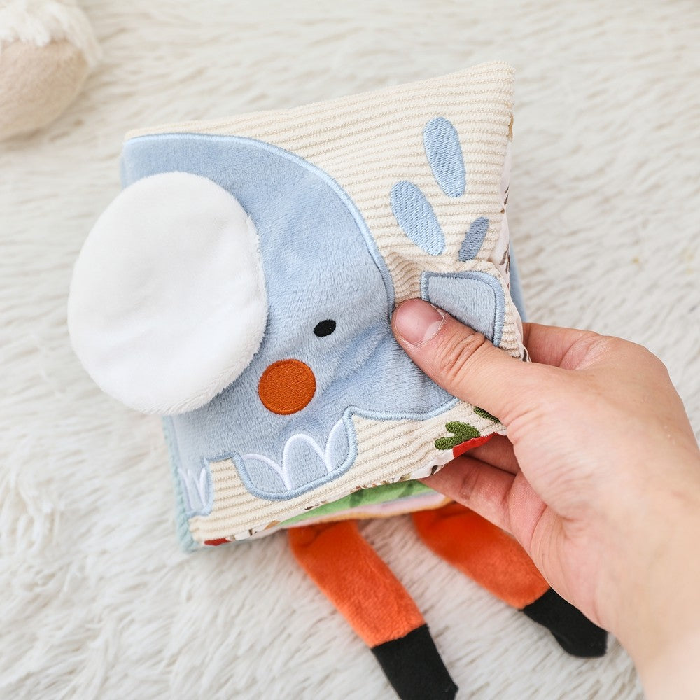 Baby Toys for 0 12 Months Cloth Book Early Educational Sensory Book Baby Soft Books Fluffy Cartoon Elephant Books With Mirror