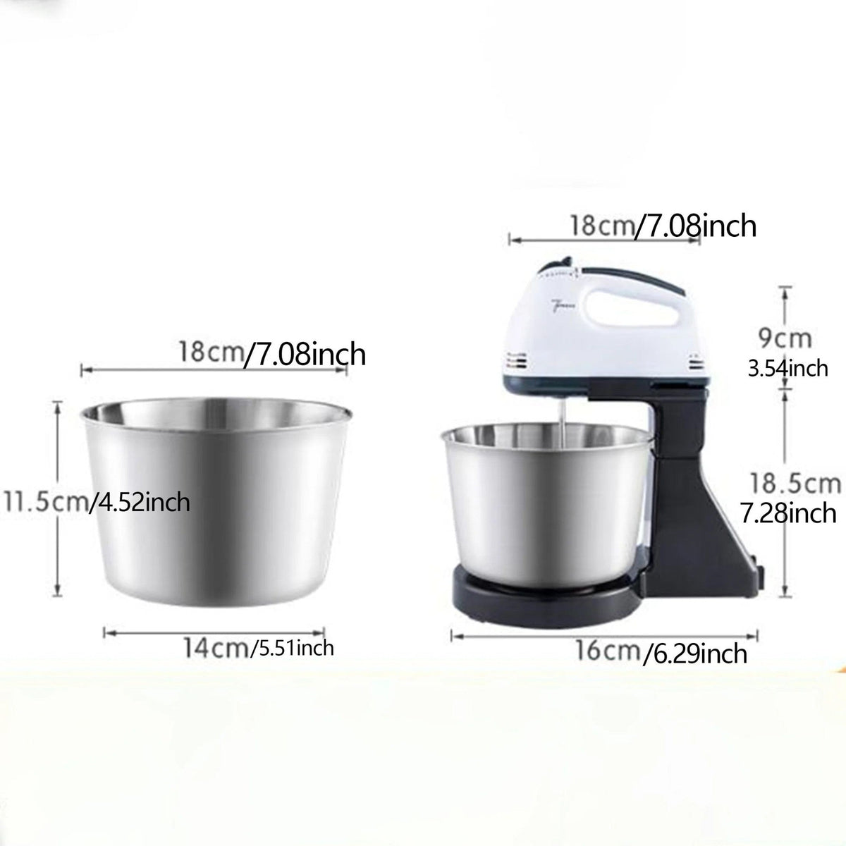 1pc-Dual-Power Kitchen Mixer - Electric & Manual Handheld Blender for Baking/Cooking (Includes Mixing Bowl)