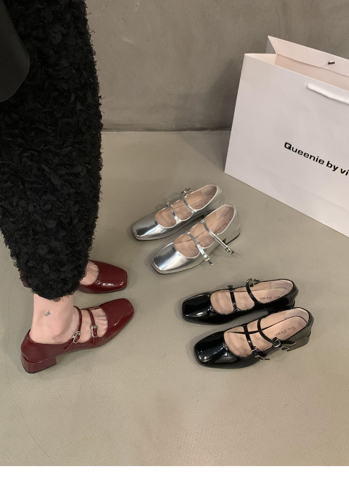 Mary Jane Shoes for Women Retro Medium Heel Women's Single Shoes Fashion Gloss Soft Comfort Ballet Shoes Zapatos De Mujer
