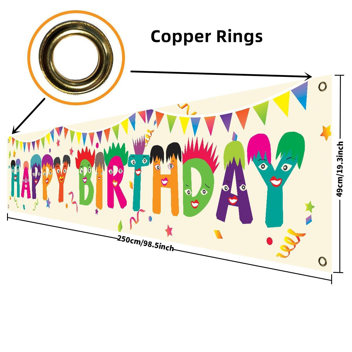 Happy Halloween Banner 250cm Long Hanging Halloween Banner with Pumpkin Terror Bloody Handprint Decor for Yard Indoor Outdoor