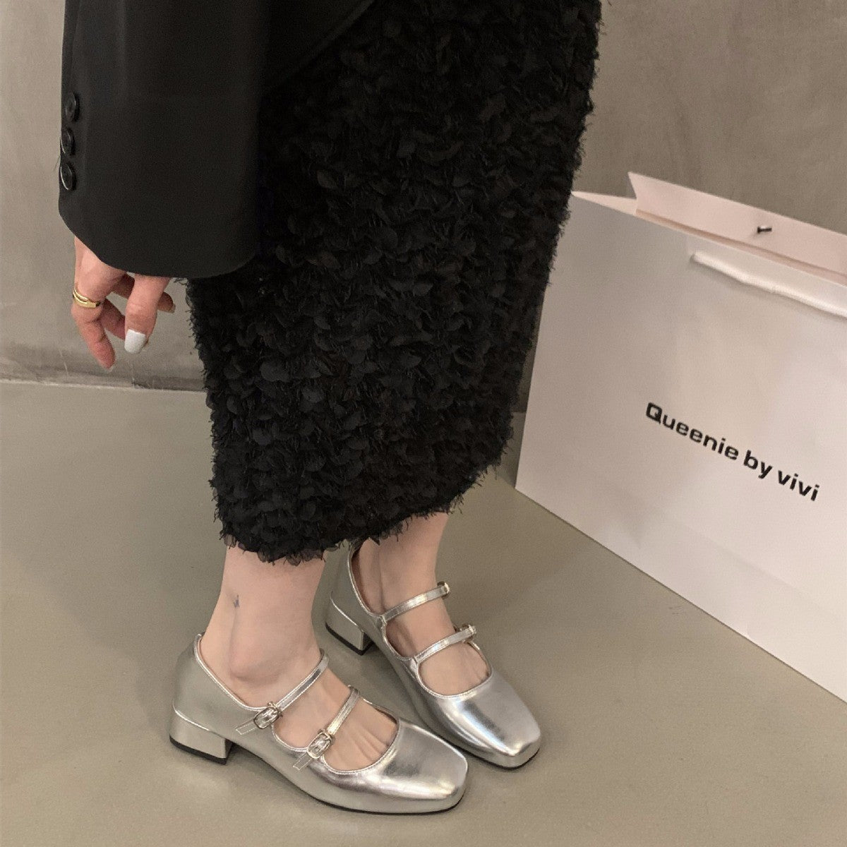 Mary Jane Shoes for Women Retro Medium Heel Women's Single Shoes Fashion Gloss Soft Comfort Ballet Shoes Zapatos De Mujer