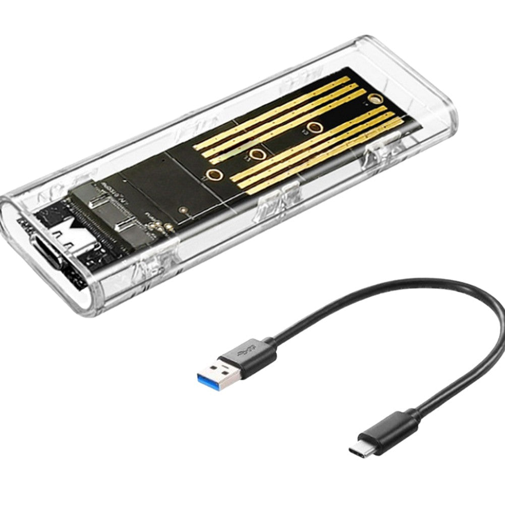M.2 NGFF SATA Type C 3.1 Hard Disk Box 10Gbps Transparent External SSD Case External SSD Adapter for 2230 2242 2260 2280
