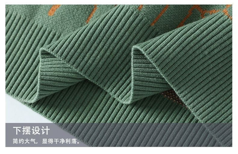 Autumn and Winter High School Students' Trendy Versatile Thick Bottom Sweater Knitted with Velvet Warm Fashion Men's Sweater