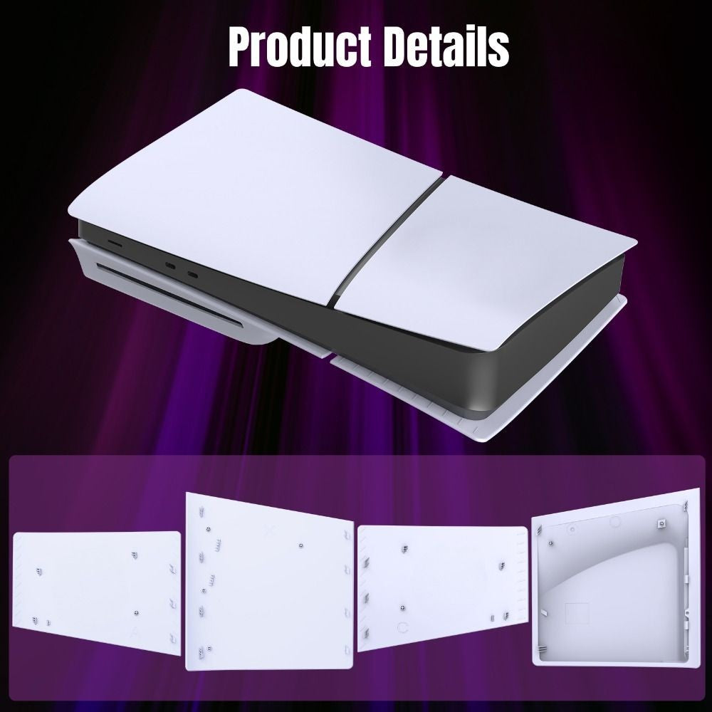 Premium Hard White Panels ABS One Parts Shell Case Replacement Side Disc Plate for PS5 Slim Disc Digital Shell Case