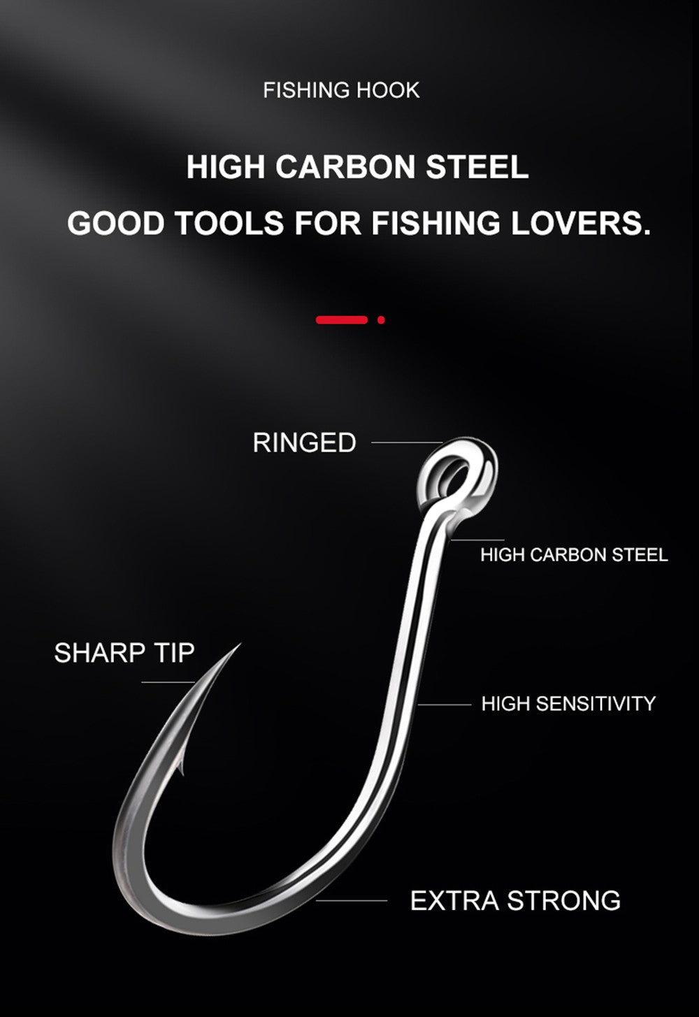 FTK 50-100pcs Gold Fishing Hook High Carbon Steel 1#-12# Barbed Hook With Ringed EYE Red Fishhooks for Carp Fishing Tackle
