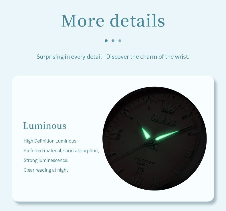 OLEVS Women's Watches Trend Elegant Stainless Steel Original Brand Small Dial Quartz Wristwatch for Lady Waterproof Luminous New