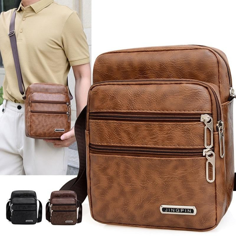 Men's PU Leather Crossbody Shoulder Bags High quality Tote Fashion Business Man Messenger Bag Leather Bags fanny pack