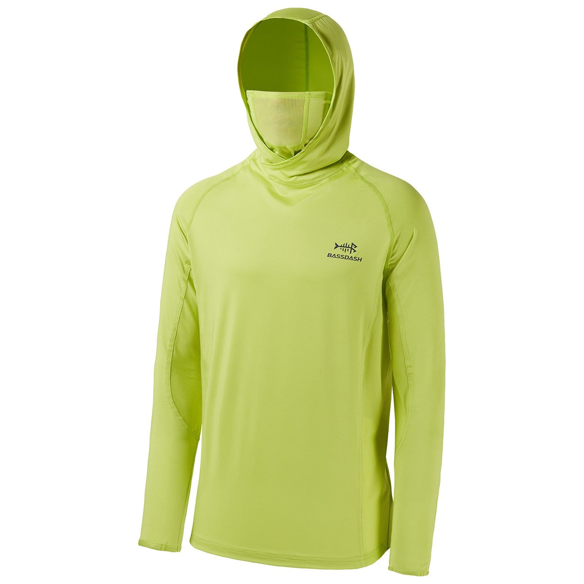 Bassdash UPF 50+ Men’s Long Sleeve Fishing Shirt with Mask UV Neck Gaiter Hoodie Keep Head Face Warm Outdoor Hiking Running